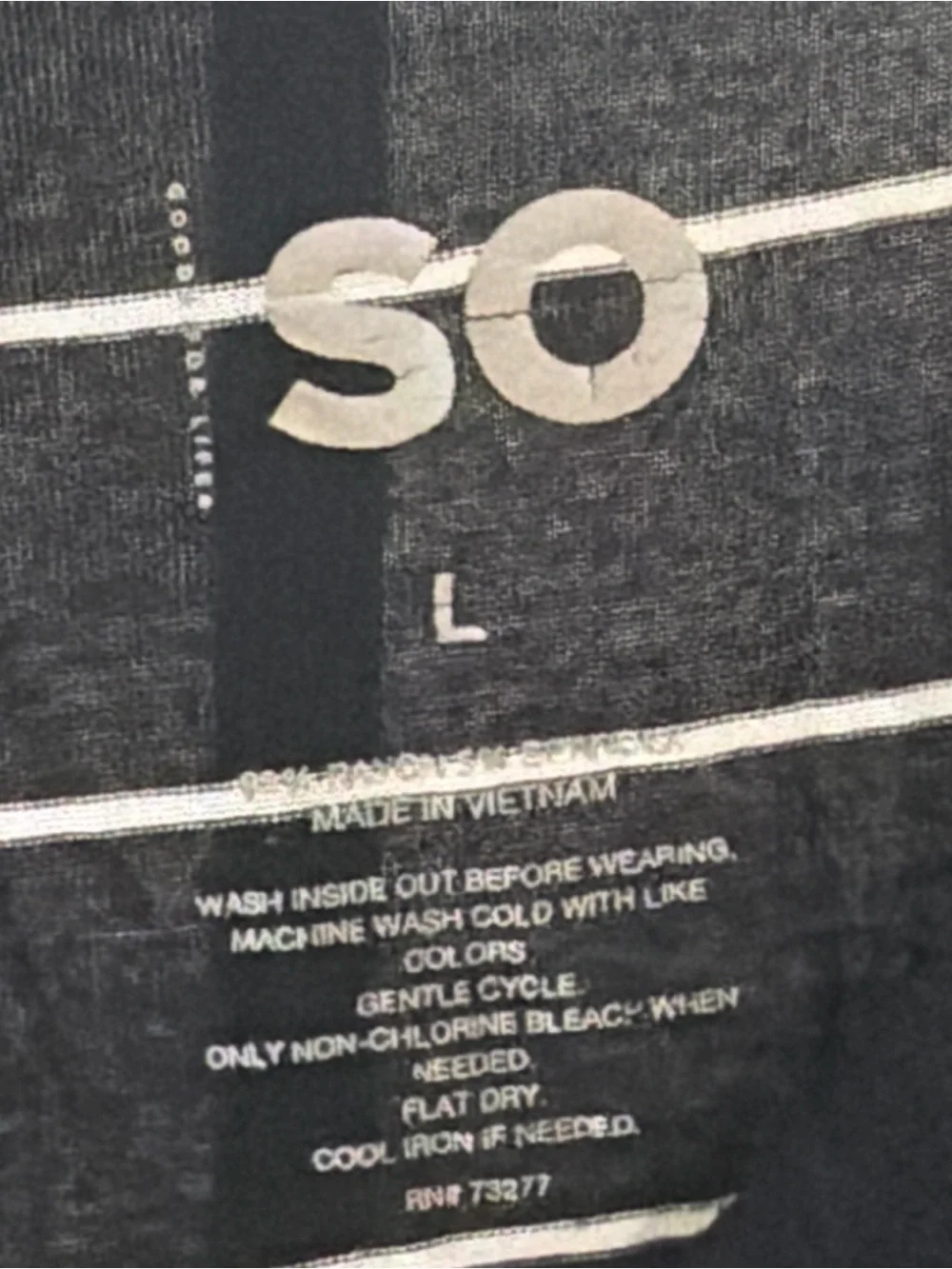SO Black Striped V-Neck Tee with White Accents - Picture 2 of 3